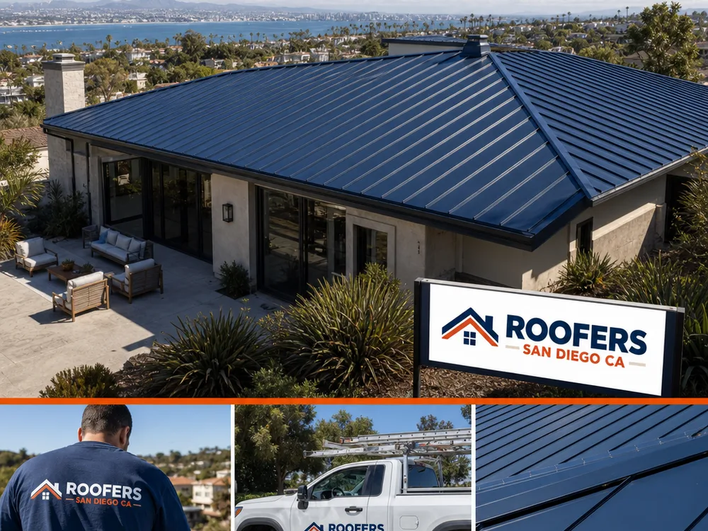 Completed standing seam metal roof with straight panel lines and clean eave and rake trim